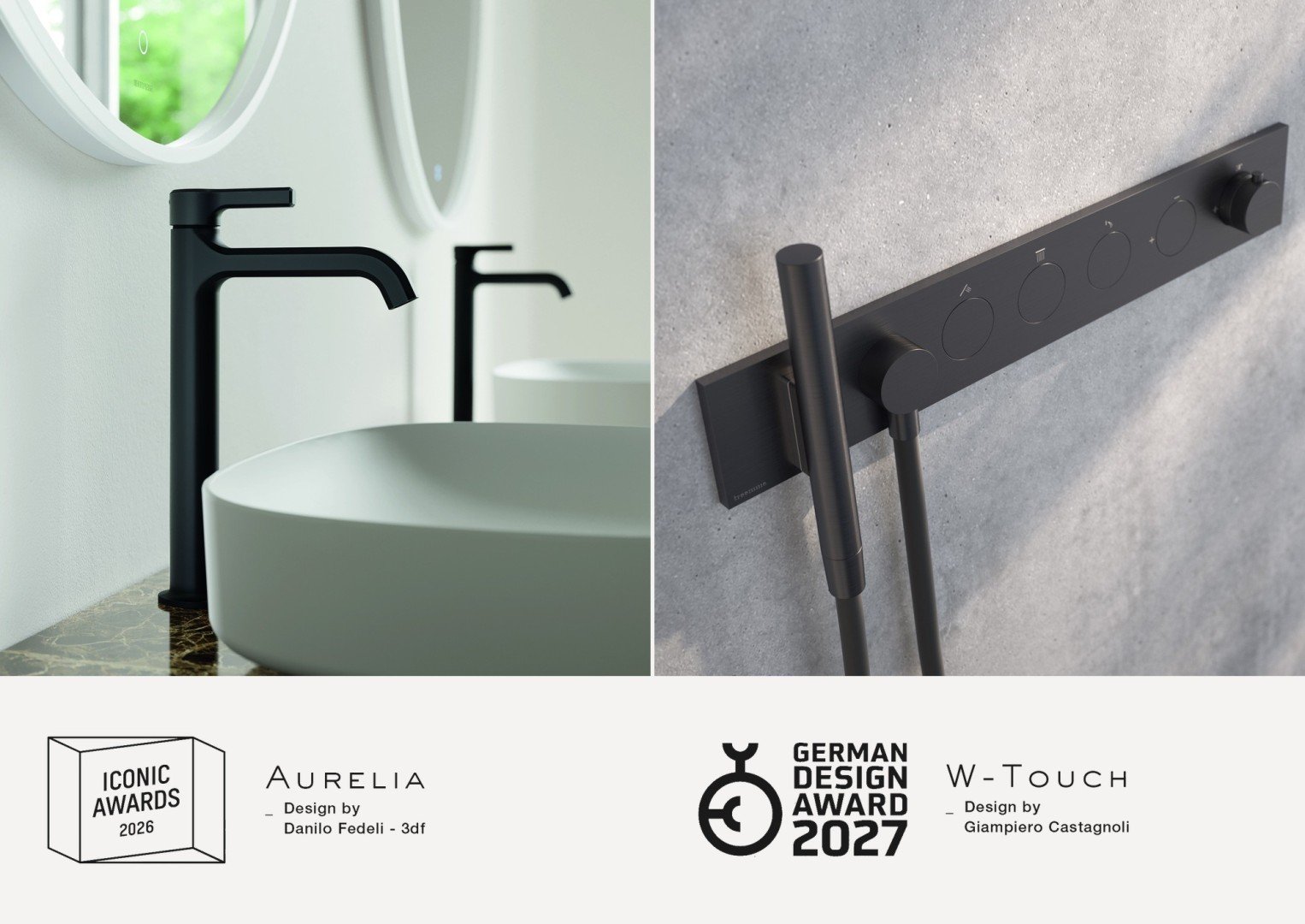 Rubinetterie Treemme premiata agli ICONIC AWARDS 2026 e ai German Design Awards 2027